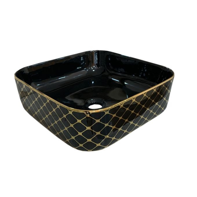 Vasque bol black gold square