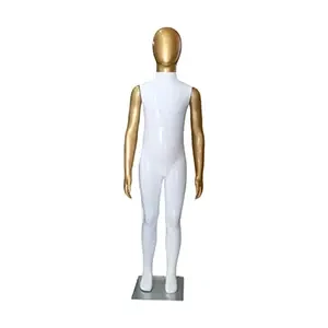 Mannequin Vitrine Enfant 8 Ans - Fibre de Verre Blanc Nacré & Doré