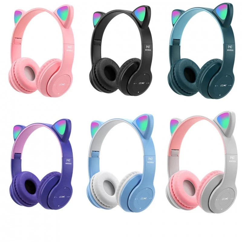 Casque Bluetooth P47M Design chat -entré jack -Carte SD