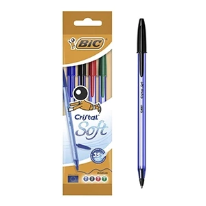 Pochette de 4 stylos bic cristal soft couleurs assorties