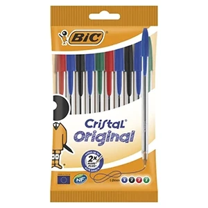 Pochette de 10 Stylos Cristal Bic Original ASS